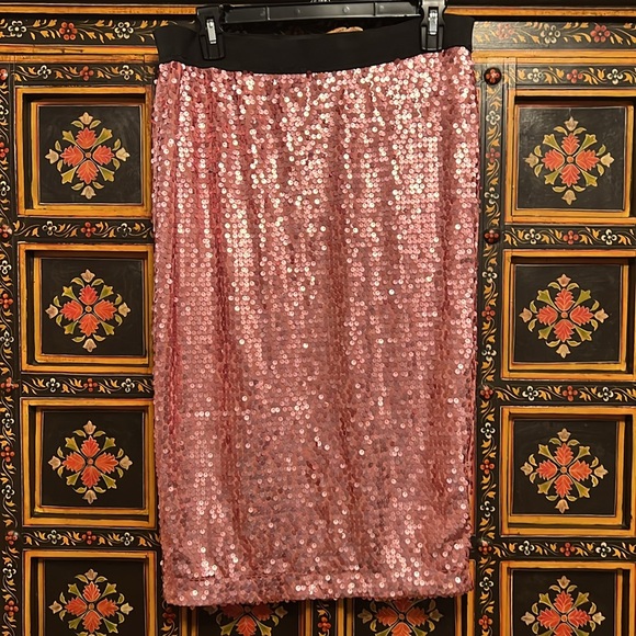 Gorgeous Fun Blush Pink Sequined Skirt Size L by DownEast - Picture 4 of 5